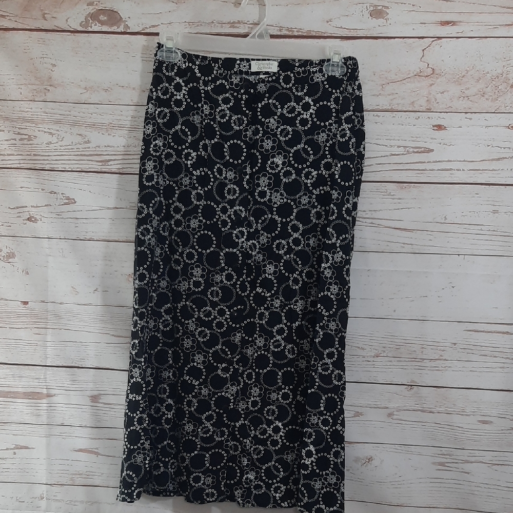 Christopher & Banks Black and White Maxi Pencil Skirt
